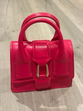 Zara Mini Top Handle Bag Bright Pink Structured Handbag Statement Purse